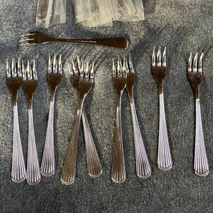 10 GUC Vintage Brand Ware GALAXY Seafood Cocktail Forks Stainless Japan 5.5”